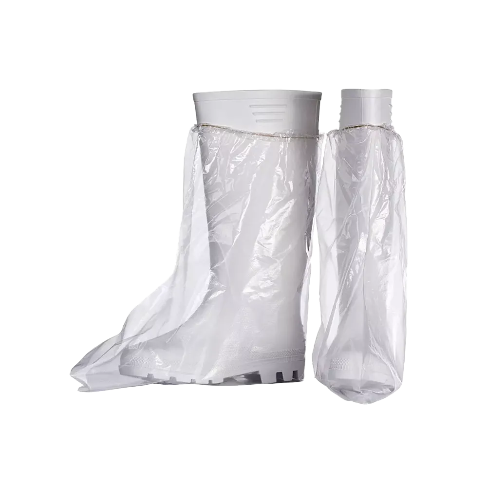 PE Einmal Überziehschuhe, 39 x 39 cm, transparent, milchig, Polyethylenfolie, Med-Comfort: Einweg Überstiefel mit Gummizug als hygienische Schutzüberstiefel kaufen.