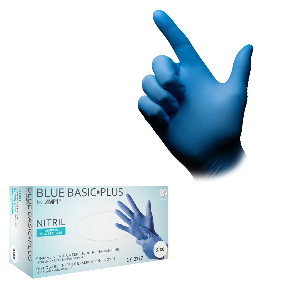 Nitrilhandschuhe, blau, 200 Stück/Box, Größe M, puderfrei, blue Basic-Plus