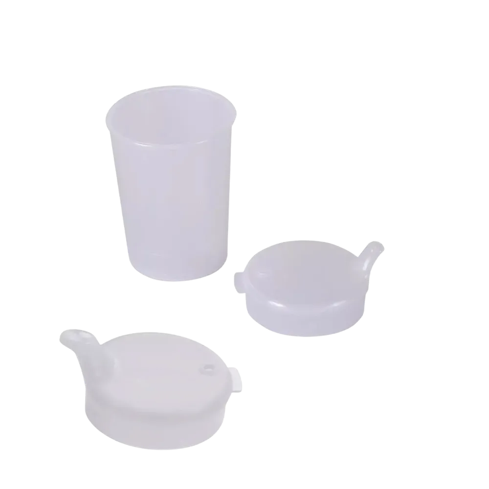 PP Schnabelbecher Oberteil und Unterteil SET, transparent, milchig, 50 x 250 ml: Polypropylen Oberteil und Unterteil SET für 50 Schnabeltassen als Patientenbedarf kaufen.