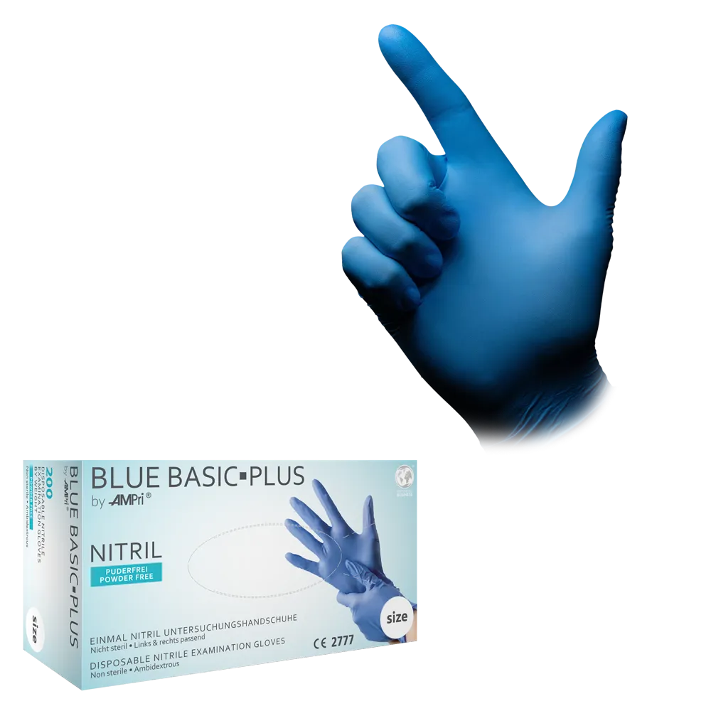 Nitrilhandschuhe, blau, 200 Stück/Box, Größe L, puderfrei, blue Basic-Plus: Nitril Einmalhandschuhe als Schutzhandschuhe und Untersuchungshandschuhe aus Nitril kaufen.