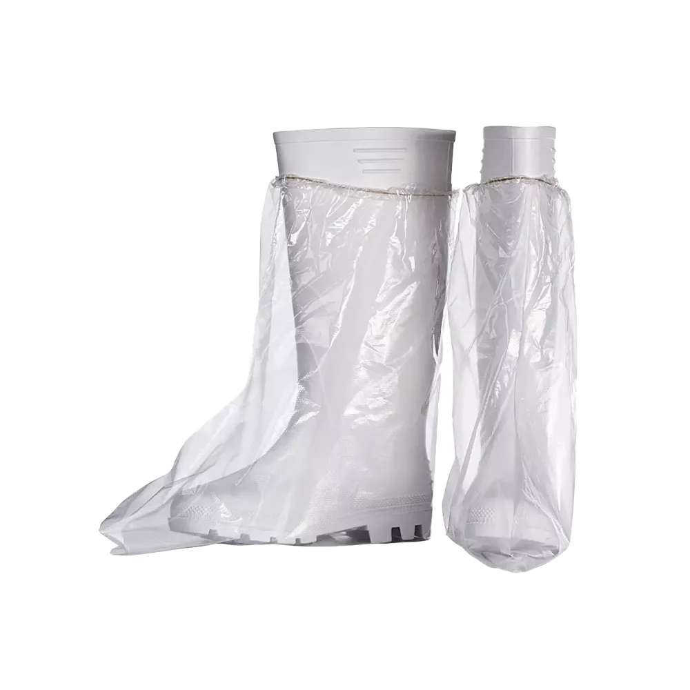 PE Einmal Überziehschuhe, 39 x 39 cm, transparent, milchig, Polyethylenfolie, Med-Comfort: Einweg Überstiefel mit Gummizug als hygienische Schutzüberstiefel kaufen.