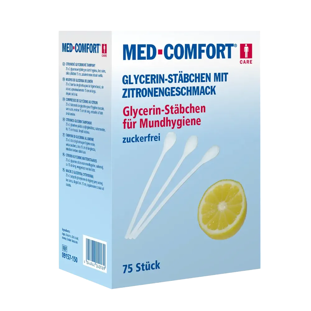 PP Lemon sticks, 150 mm, Geschmack Lemon, Med-Comfort: Polypropylen Mundpflegestäbchen zur Befeuchtung von Lippen und Mund, für den Einsatz in der Mundpflege als Patientenbedarf kaufen.