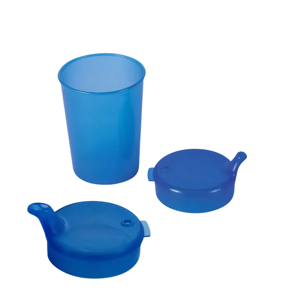 PP Schnabelbecher Oberteil und Unterteil SET, blau, 50 x 250 ml: Polypropylen Oberteil und Unterteil SET für 50 Schnabeltassen als Patientenbedarf kaufen.