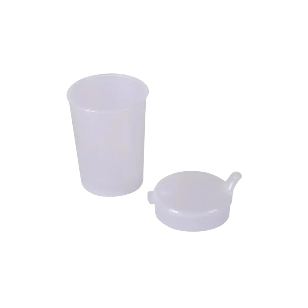 PP Schnabelbecher Oberteil und Unterteil SET, transparent, milchig, 50 x 250 ml: Polypropylen Oberteil und Unterteil SET für 50 Schnabeltassen als Patientenbedarf kaufen.